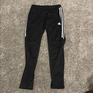 Adidas Kids Black Joggers with White Stripes